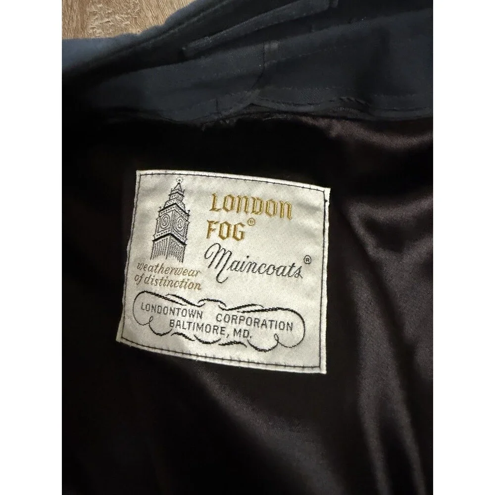London Fog Navy Blue Lined Double Breasted Trench Coat Size Men’s 42 Long